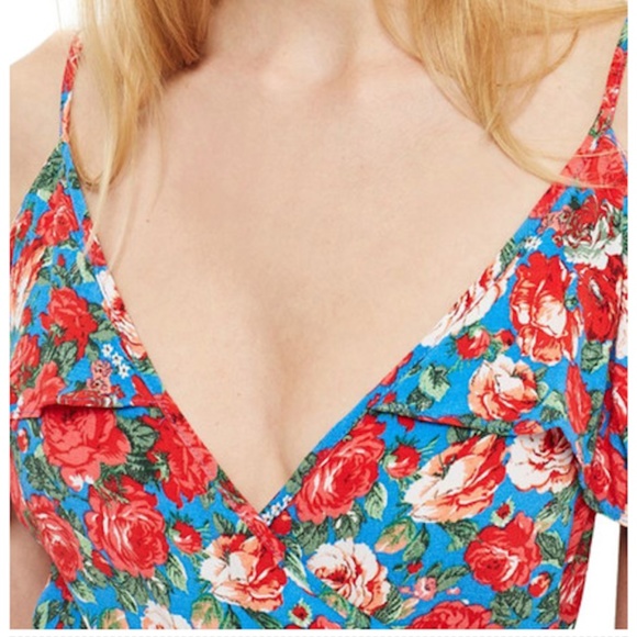🌺 [HP] Top Shop Floral Spring Cold Shoulder Top - Picture 2 of 4